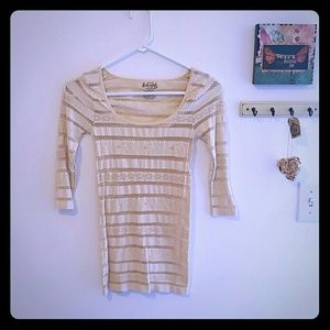 FREE PEOPLE Ivory Quarter Sleeve shirt XS/Small