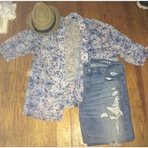 Kimono watercolor jacket with pockets