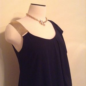 Navy blue cocktail dress.