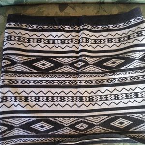 Aztec print body con skirt