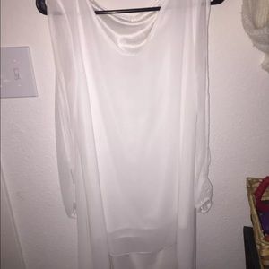 White open arm sleeve dress