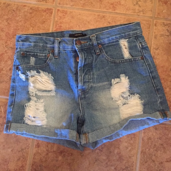 Forever 21 High Waisted Shorts, Distressed