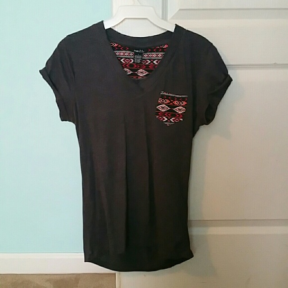 Charcoal Grey V-neck Top