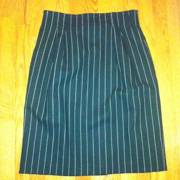 βπHPπ EvanPicone Navy Blue Pinstripe Skirt Sz 14 - Picture 3 of 4