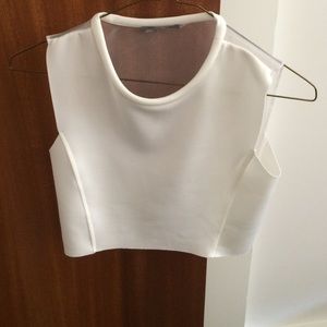 Zara Sheer Back White Crop Top Size Small
