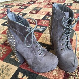 Studded grey platform boots
