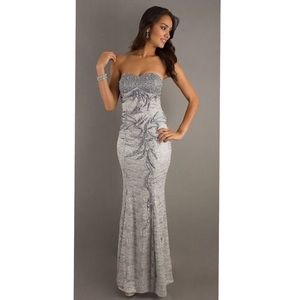 Silver Lace Mermaid Formal/ Prom Dress
