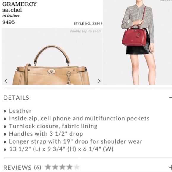 Authentic Coach Gramercy Satchel NWOT - Picture 3 of 4