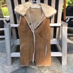 Vintage Shearling Vest with Fur Collar