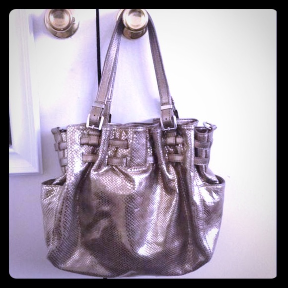 Michael Kors Snake Embossed Metallic Leather  Bag - Picture 1 of 3