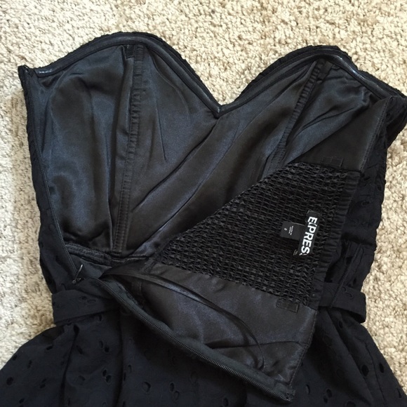 [SOLD] Express Black Strapless Eyelet Dress - Picture 2 of 2