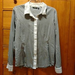 Apt. 9 grey/white business button down shirt