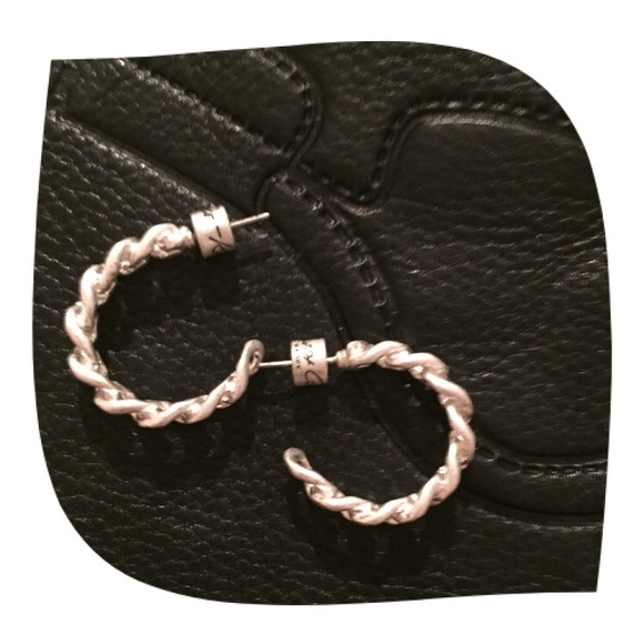Kenneth Cole silver chain hoop earrings