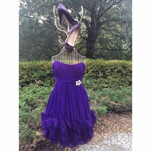 Marchesa Notte Violet Chiffon Cocktail Dress