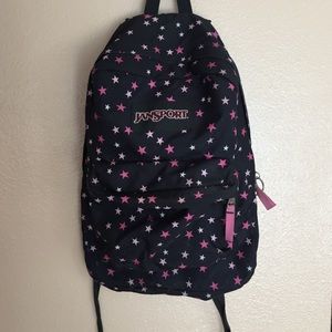 Pink and white starred jansport backpack