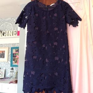 Charlotte ruse blue flower lace shift dress