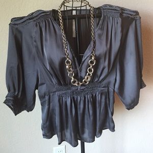 Gray silky top