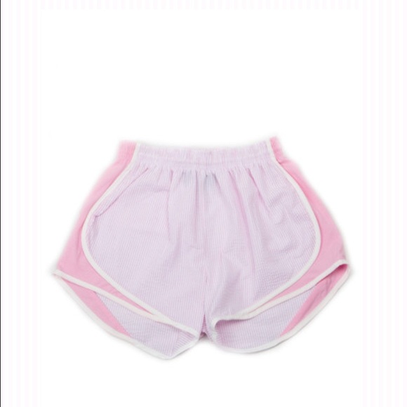 Lauren James Pink seersucker running shorts