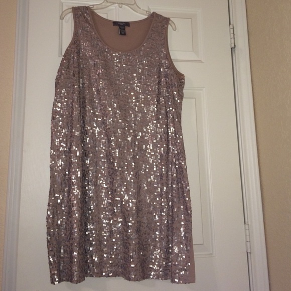 Nude/taupe silver sequin dress 18W