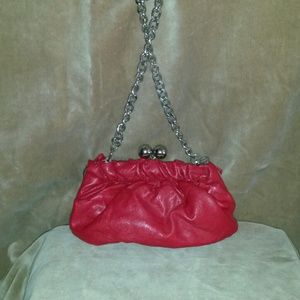 Red purse. Small, faux leather.