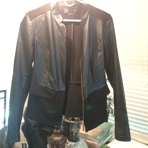 Leather/cotton Kardashian Kollection Jacket