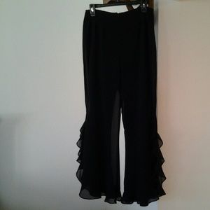Ruffled leg dress pants