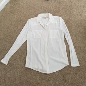 Ann Taylor Loft white button down career casual SP