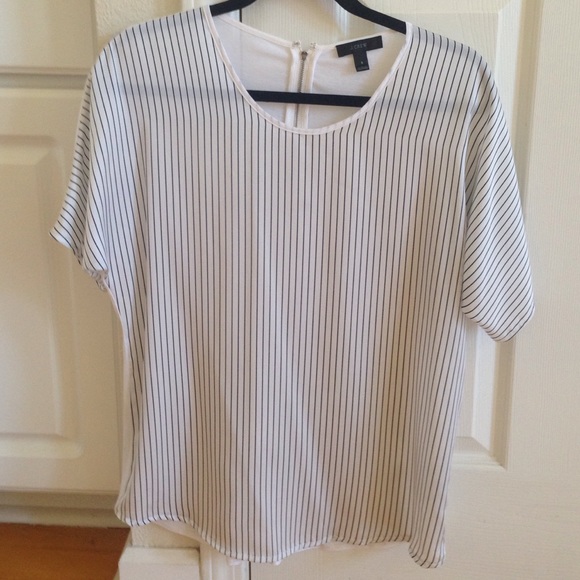 J.CREW SILKY-FRONT T-SHIRT IN STRIPE