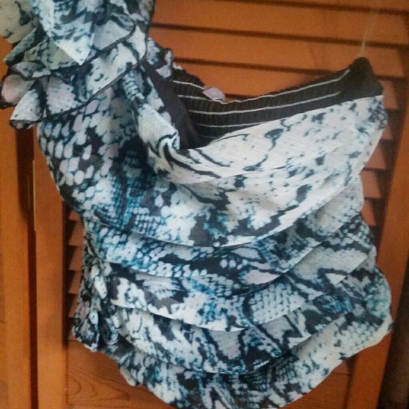 Ruffled blue and white shirt