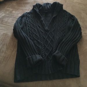 Black cable knit hooded sweater