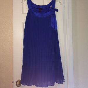 Sapphire blue pleated dress with bow 16W