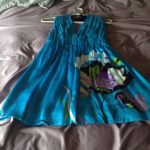 BeBe bright blue floral pattern dress