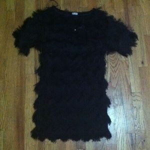 H&M black fringe shift dress