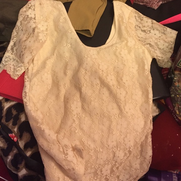 Tan shirt with lace