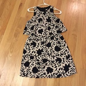 Loft petite zero floral black & beige dress
