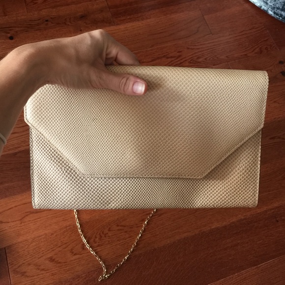 Sparkle Lizard Beige Clutch