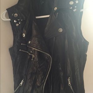 Forever 21 Black Faux Leather Studded Vest