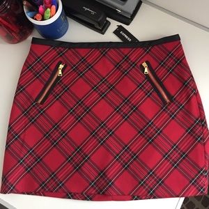 Express Red Plaid Mini Skirt