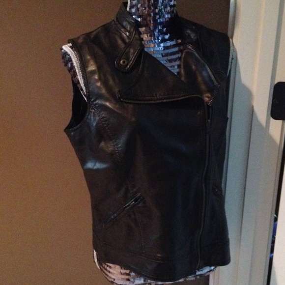 Bagatelle faux leather moto vest