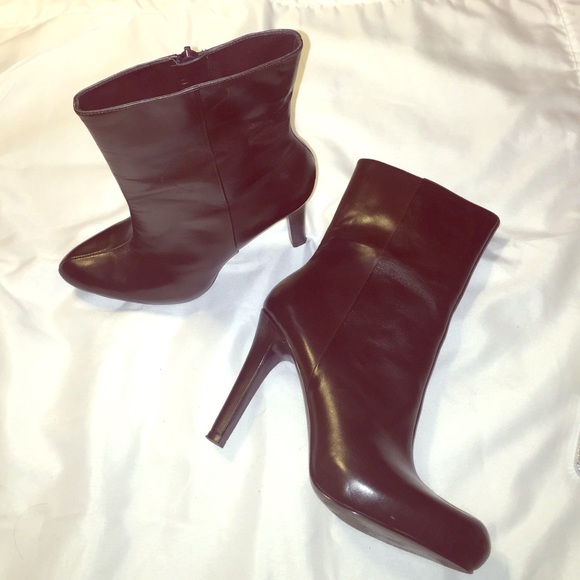 Dark brown, leather, midcalf boot