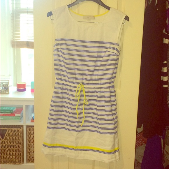 Ann Taylor Loft - striped linen dress size 4