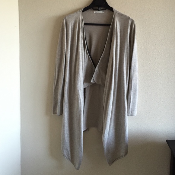 Zara Long Leather & Knit Cardigan - Picture 3 of 4