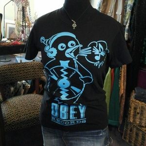 Obey t-shirt, black with blue
