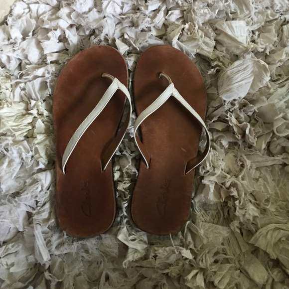 White leather Clarke sandals