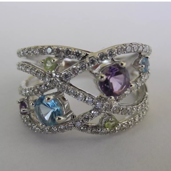 14K White Gold Diamond Cocktail Ring 2.13ct