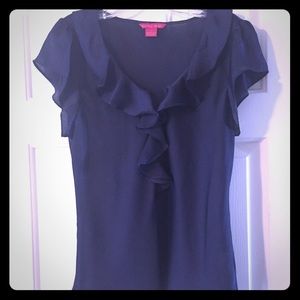Navy silk top