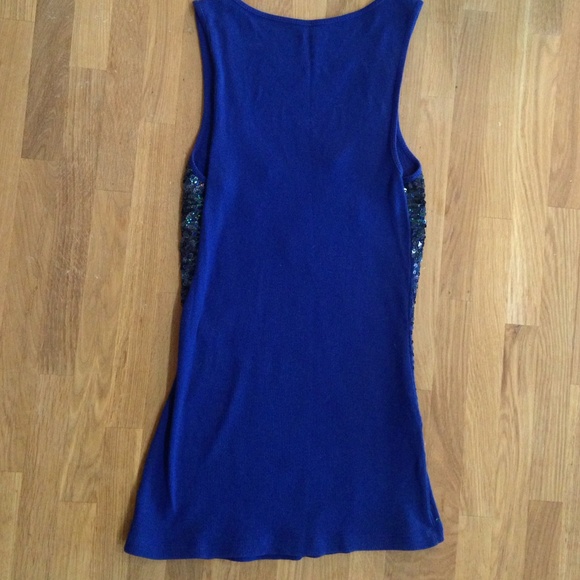 [[[SOLD]]] Express Small Blue Sequin-Front Tank - Picture 3 of 4