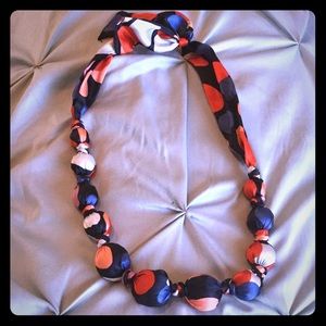 Scarf covered beaded necklace
