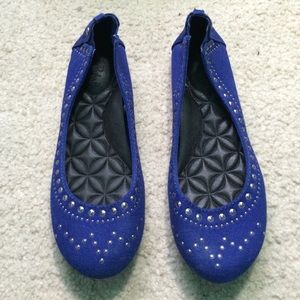 royal blue, studded flats