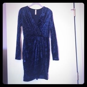Blue velvet mini dress size L